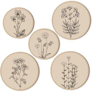 5 Pcs Boho Wall Art Decor Wooden Living Room Wall Decor Bohemian Wall Hanging